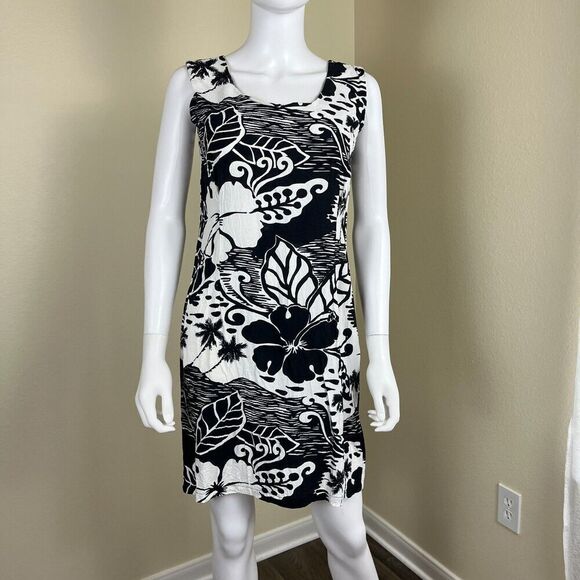 Vintage Jams World Women's Size L Monochromatic Floral Hawaiian Tank Mini Dress - Picture 12 of 13